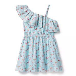 NWOT Janie and Jack Flamingo Cold Shoulder Dress, Size 7